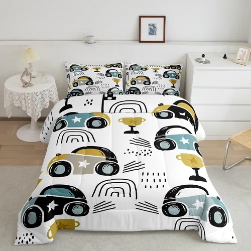Vista 11 de Feelyou Juego de ropa de cama con diseño de arco iris, juego de edredón para niños, niñas, decoración de notas musicales, edredón de microfibra