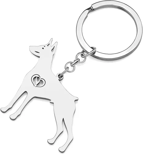 Vista 2 de LONYOO Lindo llavero de acero inoxidable para perros, mascotas, regalos para amantes de los perros, mujeres y niñas, llavero para cachorros, llavero