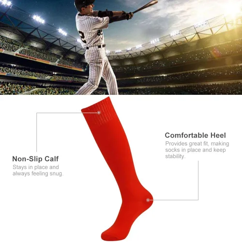 Vista 3 de Three street Calcetines de fútbol para béisbol, sóftbol, unisex hasta la rodilla, calcetines de compresión de tubo deportivo, 2-10 pares