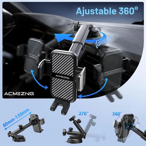Vista 5 de ACMEZING - Soporte 3 en 1 para teléfono de automóvil, ventosa y soporte para salpicadero de ventilación 122+LBS Strongest Suction & Stable Clamp