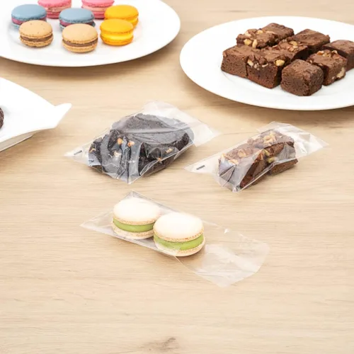 Vista 9 de Restaurantware -Bolsas de golosinas de 4 x 3 pulgadas, 100 bolsas para galletas para microondas - Diseño de labios y cinta, resistente al calor