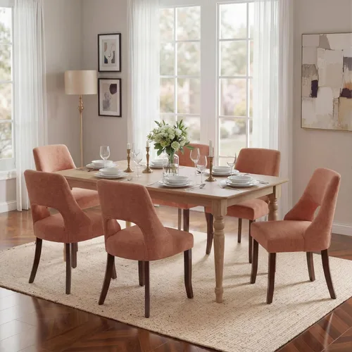 Vista 28 de UVV Juego de 2 sillas de comedor de madera, sillas de comedor modernas de mediados de siglo tapizadas en tela para cocina y comedor, silla de cena