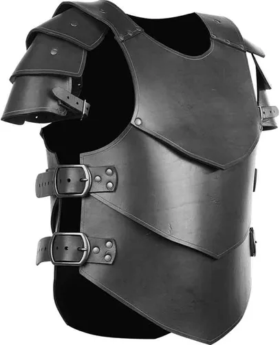 Vista 2 de Armadura medieval de lujo guerrero vikingo armadura ajustable de cuero PU armadura conjunto para LARP fiesta de Halloween