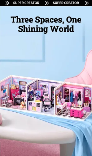 Vista 2 de Rolife Super Creator - Kit de casa de plástico en miniatura, juego de construcción de modelos de micro ladrillos para adultos, juguetes
