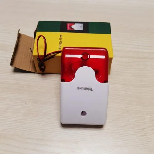 Vista 4 de DC9 a 12 V Sirena estroboscópica con cable de luz roja sonido flash zumbador sirena seguridad para el hogar sistema de alarma eléctrica sirena