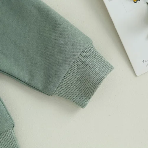 Vista 5 de YINGISFITM Conjunto de sudadera con cuello redondo y estampado para niña pequeña para otoño e invierno