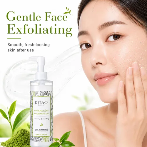 Vista 2 de KITAO - Exfoliante facial orgánico Matcha para piel seca, exfoliante facial para piel sensible, gel exfoliante facial para mujeres, removedor