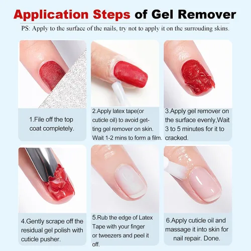 Vista 6 de LOUINSTIC Removedor de esmalte de gel – 0.5 onzas líquidas rápido, sin acetona, elimina fácilmente el esmalte de uñas de gel en 2-5 minutos, baja