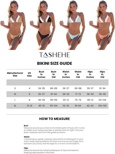 Vista 6 de TASHEHE Women's Triangle Bikini Set Sexy Brazilian Two Piece Swimsuit Cute Bathing Suit