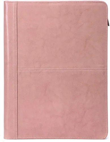 Vista 17 de Portafolio de cuero con carpeta de 3 anillas, padfolio de cuero vegano con cremallera, portafolio organizador profesional de negocios para regalo