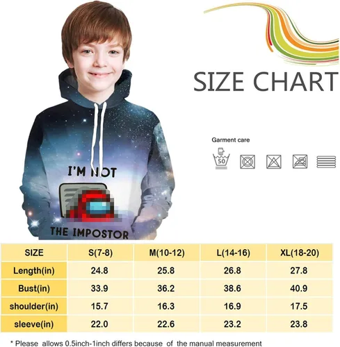 Vista 5 de ACKDZU Sudadera con capucha de manga larga con estampado 3D para niños