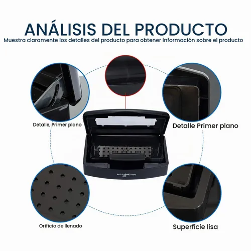 Vista 5 de Machine-Ya Bandeja de esterilización de plástico, caja de esterilización, bandeja esterilizadora de herramientas de arte de uñas, bandeja Negro