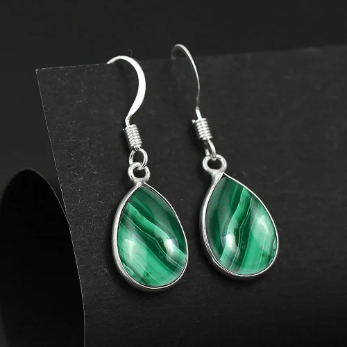 Vista 6 de Pendientes colgantes hechos a mano con piedra lunar natural lapislázuli turquesa de cuarzo rosa de 10 x 14 mm con forma de pera