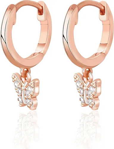 Vista 2 de 18K Gold Filled S925 Sterling Silver Post Lightweight DropDangle Huggie Earrings for Women Bezel Set Solitaire CZ Pavé CZ Dangle Hoop Earrings