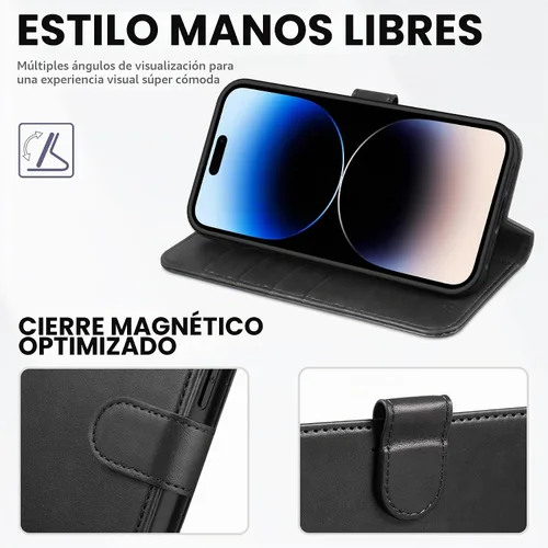 Vista 4 de TUCCH Funda tipo cartera para iPhone 14 Pro Max (6.7") 2022, 4 tarjeteros Negro