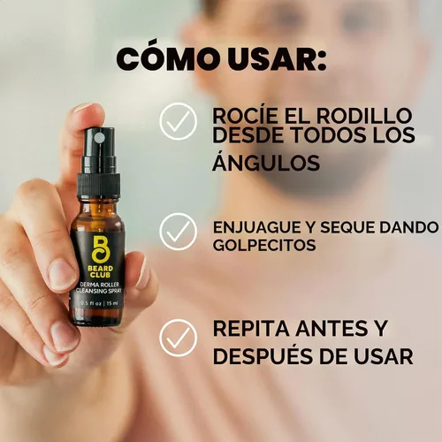 Vista 3 de The Beard Club Derma Roller Spray limpiador - Limpia y prolonga la vida útil del rodillo Derma - 0.5 onzas