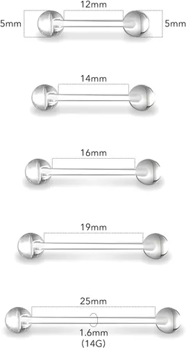 Vista 2 de 14G - Retenedores de piercing de lengua y pezón flexibles transparentes, 0.472 in/0.551 in/0.630 in/0.748 in/0.984 in, anillos de plástico invisible