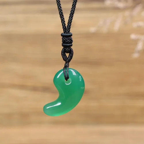 Vista 6 de Collar con dije Amorwing, de tres tesoros sagrados, magatama, sin metal, Verde, N300-4