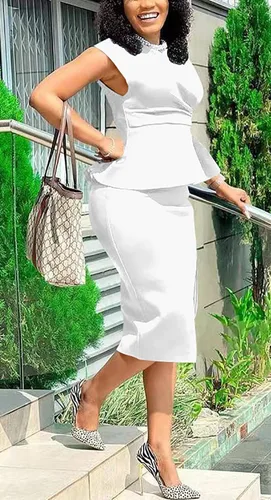 Vista 8 de GOBLES Elegante vestido de cóctel de manga corta con cuello bote y abertura lateral para mujer