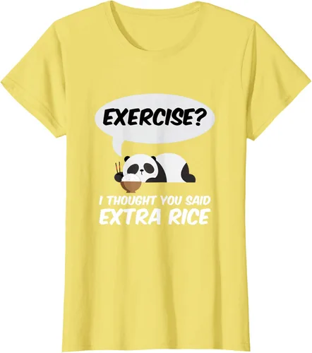 Vista 75 de ¿Ejercicio? I Thought You Said Extra Rice Panda Gift T-Shirt, Negro, S