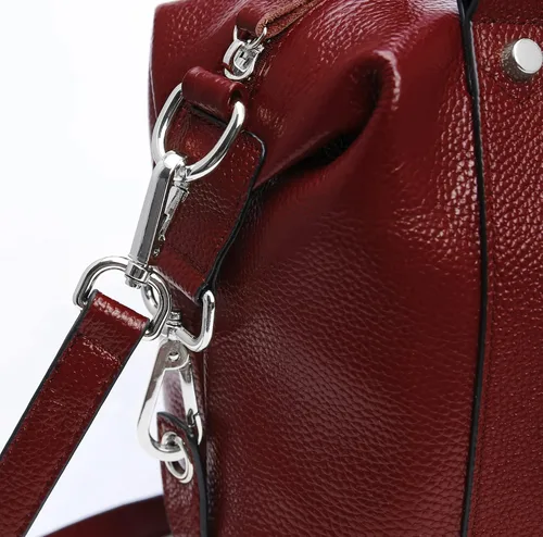 Vista 4 de Heshe - Bolsa de hombro de piel para mujer, con asa superior, bolsa cruzada