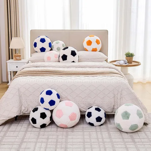 Vista 6 de XVTRU Almohada de fútbol de la Copa del Mundo, almohada estética para decoración del hogar, almohadas de felpa redonda para pelota de fútbol