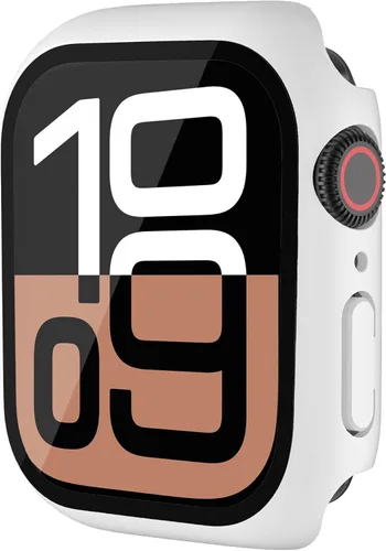 Vista 15 de Estuche duro mate para Apple Watch Series 7 8 9 41mm, protector de pantalla de vidrio templado, estuche con cobertura completa, amortiguador a