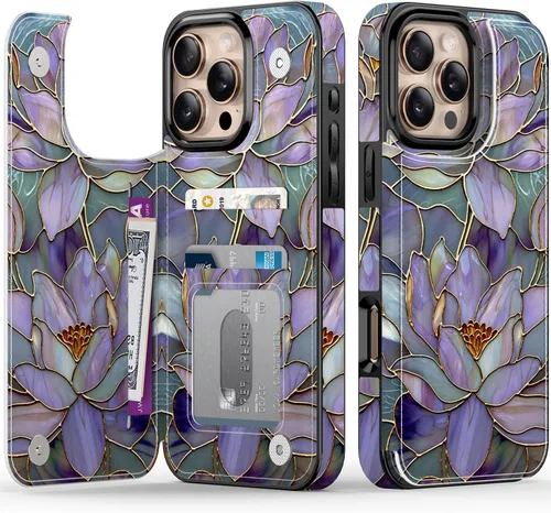 Vista 107 de FUNMIKO Funda tipo cartera para iPhone 13 con tarjetero, bloqueo RFID, protección de grado militar y obras de arte impresas con rayos UV, cierre