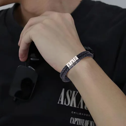 Vista 3 de Pulsera de cuero para hombre (mahua/matikou/yuanquan/8 Infinity)