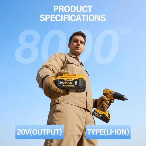 Vista 2 de POODIE Reemplazo actualizado de 8.0 Ah para batería Dewalt 20V Max compatible con DCB200 DCB203 DCB206 DCB207