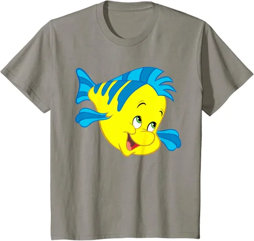 Vista 28 de Disney Camiseta de disfraz de cara grande de la Sirenita Flounder Sidekick