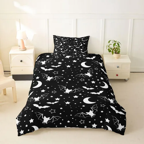 Vista 53 de Erosebridal Halloween Castle Pumpkin Duvet Cover Set Spooky Floral Cartoon Twin Bedding Sets for Girls Kids Boys Vintage Spooky Comforter Cover
