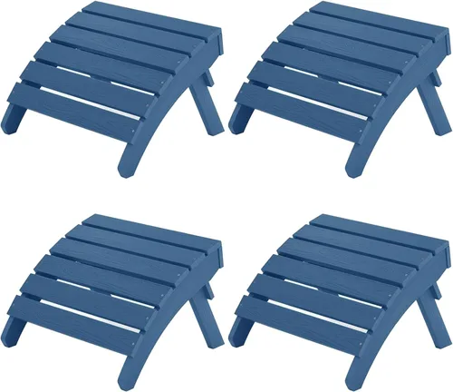 Vista 10 de MXIMU Taburete otomano plegable Adirondack para exteriores: Taburete de plástico HIPS para patio, fácil montaje, reposapiés para todo tipo de clima