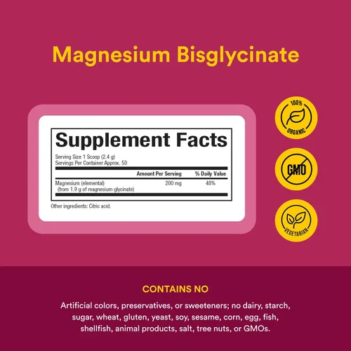 Vista 4 de Natural Factors Polvo de bisglicinato de magnesio – Suplemento de apoyo a la salud de todo el cuerpo – Suplemento de magnesio natural que apoya