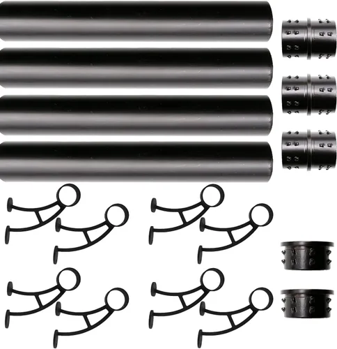 Vista 22 de Kit de riel de pie de montaje en barra sólida, tubo de acero inoxidable negro mate con conector interno, soporte de riel de pie de montaje en barra
