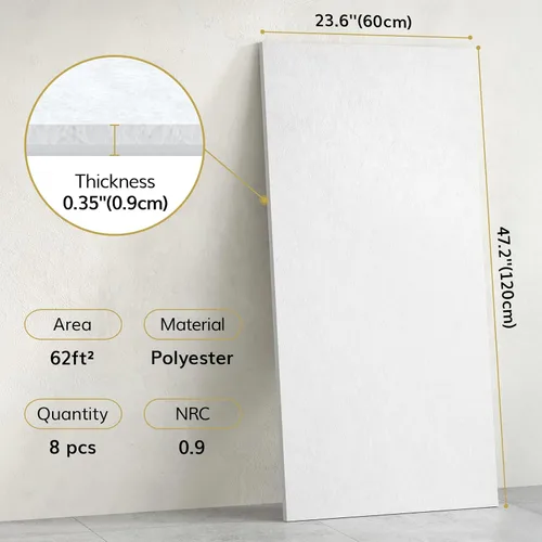 Vista 2 de TONOR 8 piezas de paneles acústicos, 47.2" x 23.6" x 0.35", paneles de pared autoadhesivos con aislamiento de sonido completo, paneles de absorción