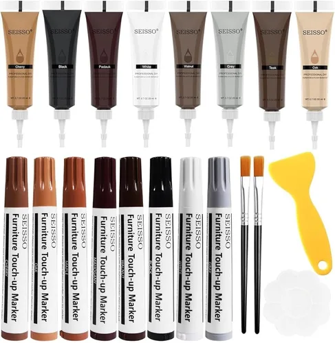 Vista 9 de SEISSO Kit de reparación de muebles de madera, rellenos de reparación de madera de 12 colores con masilla de madera. Se utiliza para manchas
