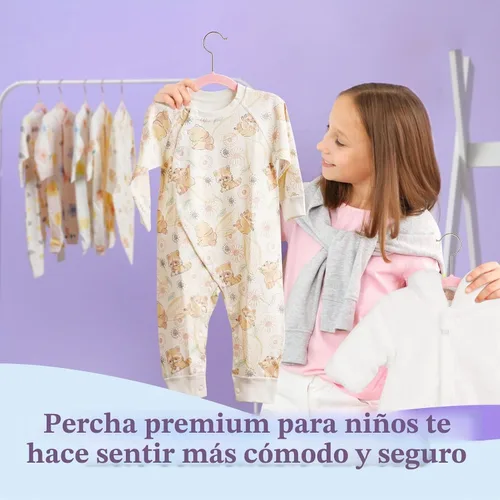 Vista 4 de Perchas de terciopelo para bebé, paquete de 50 unidades, 11.4 pulgadas, perchas antideslizantes para ropa de bebé, perchas resistentes para bebés