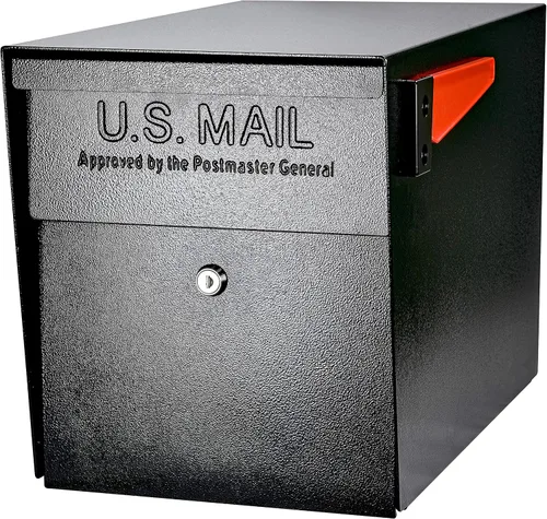 Vista 4 de Mail Boss Buzón de acero en la acera 7106 y poste de montaje en tierra 7121, negro