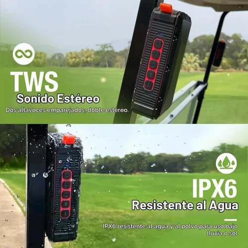 Vista 5 de Dprofy 2 altavoces de golf Bluetooth magnéticos portátiles profesionales, inalámbricos, impermeables, IPX6/a prueba de golpes, altavoces de golf