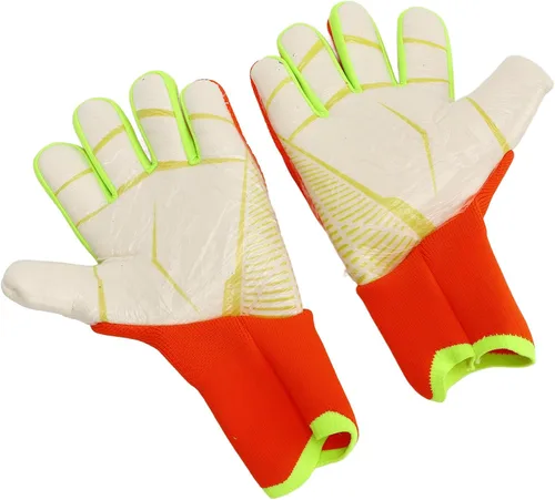 Vista 6 de Soccer Goalie Gloves for Men Women, Anti Slip Soccer Goalkeeper Gloves, Premium Latex Palm with Finger Protection, Breathable Nylon Backhand, Orange