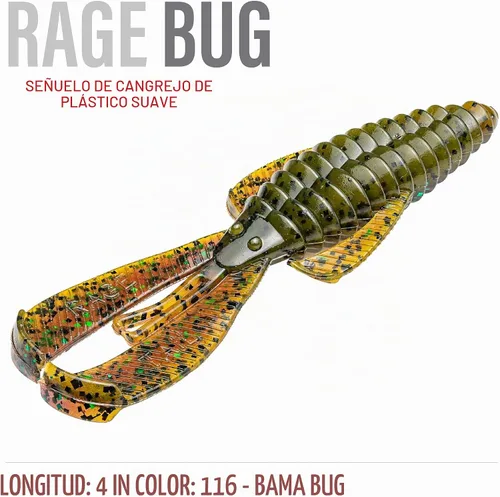 Vista 2 de Strike King Rage Bug Señuelo de Pesca, Grúber de Plástico Suave, Diseño Único, Acción Sutil