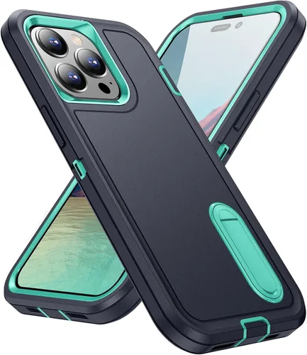 Vista 31 de IDweel Funda para iPhone 15 con soporte, protección resistente a los golpes, antiarañazos, delgada, ligera, protectora resistente, funda rígida
