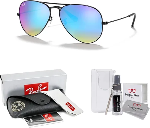 Vista 12 de Ray-Ban RB3025 - Lentes de sol de aviador de metal para hombre y mujer + paquete con kit de cuidado de gafas iWear de diseñador