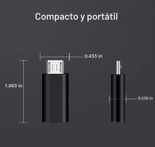 Vista 8 de Adaptador USB C a Micro USB, USB tipo C hembra a adaptador micro USB macho Negro