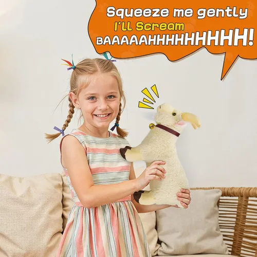 Vista 3 de Juguete de peluche de cabra gritando, animal de peluche de cabra con divertido sonido gritante, regalo de broma para niños, amigos y compañeros