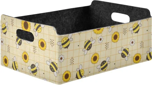 Vista 18 de CaTaKu Cesta de almacenamiento personalizada rectangular con asa, organizador de girasol, cesta con nombre para niñas Un nombre negro