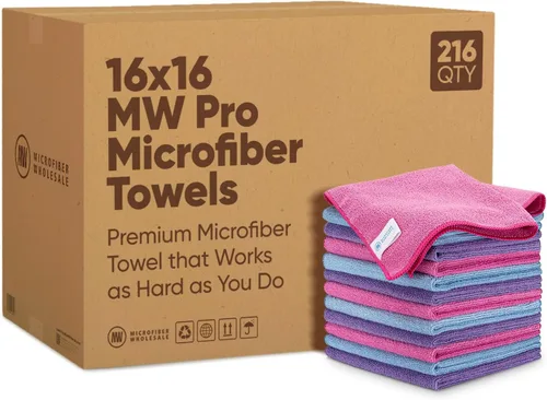 Vista 12 de Microfiber Wholesale Toallas de microfibra Pro Multi Surface de 16" x 16" a granel Caja: 216 Cantidad (negro)
