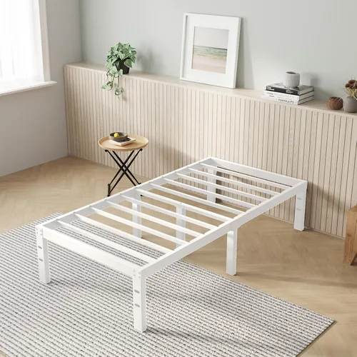 Vista 22 de Novilla Base de cama tamaño Queen, base de cama con plataforma de metal de 14 pulgadas tamaño Queen con espacio de almacenamiento debajo de la cama
