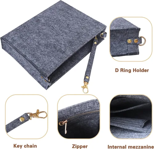 Vista 5 de MISIXILE Organizador de bolsa de fieltro con cremallera y hebillas doradas, organizador de bolso para bolsa de aseo 19 26